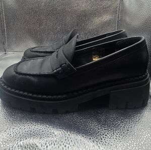 Free People Womens Size EU 38.5 US 7.5 Lyra Lugged Black Leather Loafers Shoes